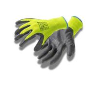 Högert Technik VECHTE Guantes con revestimiento de nitrilo, guantes corrugados verde/gris C, talla 11, resistentes a la abrasión, ideales para trabajos de montaje y mantenimiento precisos