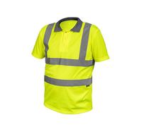 Högert Technik Warn Polo con Elementos Reflectantes, Transpirable, 100% poliéster, Ropa de protección Amarilla, Corte Libre, Visibilidad en Cuerpo y Hombros, Amarillo, S