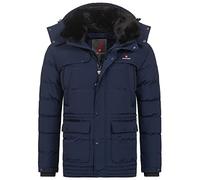Höhenhorn Achalm Chaqueta de invierno para hombre, chaqueta acolchada con forro, chaqueta de invierno con capucha desmontable y cuello de piel sintética, Azul Oscuro, M
