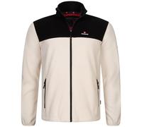 Höhenhorn Badus - Chaqueta de forro polar para hombre, chaqueta de microfelpa con cremallera completa, para senderismo y excursiones, beige y negro, L