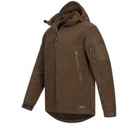 Höhenhorn Biferten Chaqueta de forro polar militar para hombre, chaqueta de exterior resistente al viento con capucha, marrón, L