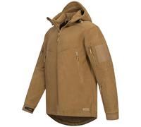 Höhenhorn Biferten Chaqueta de forro polar militar para hombre, resistente al viento, para exteriores, con capucha, arena, M