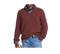 HoeLo Men's Cashmere Business Casual Zipper Sweater, Knitted Mens Basic V-Neck Sweaters Long Sleeve,1/4 Zip Pullover (M,Red)