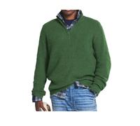 HoeLo Men's Cashmere Business Casual Zipper Sweater, Knitted Mens Basic V-Neck Sweaters Long Sleeve,1/4 Zip Pullover (M,Green)