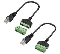 Hoembpn 2Pcs Adaptador de Terminal de Tornillo RJ45 Macho a 8 Pines,Cable Extensor Ethernet Cat5/Cat6/Cat7 Conector de Red RJ45 8P8C a Terminales Sin Soldadura de 8 Pines para Cámara DVR de Internet C