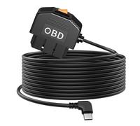 Hoembpn 3.5m Cable de Alimentación OBD Tipo C para Cámara de Tablero, Adaptador de Corriente OBD2 para Dash Cam 90° USB C con Interruptor (Monitoreo Las 24 Horas/Modo ACC) Conector 12-36V a 5V/3A