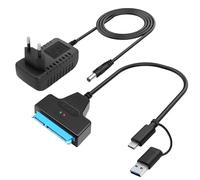Hoembpn Cable SATA a USB 3.0 Adaptador SSD/HDD 2,5"/3,5" Disco Duro Externo e Interno Convertidor 5Gbps con 12V/2A Adaptador de Cable Alimentacion Compatible con Windows, Mac y Linux