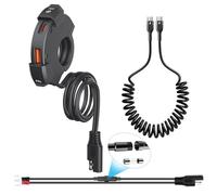 Hoembpn Cargador USB Moto Impermeable 18W QC3.0 USB y 30W PD Type-C,DC12V-24V Toma de Carga Type-C Motocicleta Adaptador de Carga Rápida con 5A USB-C Cable de Carga en Espiral
