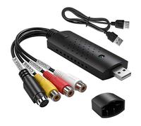 Hoembpn Convertidor de vídeo analógico a digital VHS, dispositivo de captura de video USB, tarjeta de captura RCA S-Video, adecuado para cintas VCR antiguas VHS, Hi8 y Mini DV, compatible con Windows