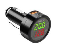Hoembpn Encendedor de Cigarrillos Cargador USB QC3.0+PD3.0 Voltímetro de Coche Termómetro con pantalla LCD Temperatura Voltaje Medidor Monitor de Batería Adaptador USB 12V-24V Camiones Suvs Autobuses