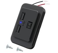 Hoembpn Toma de Cargador de Coche 4.8A Dual USB con Interruptor, 12V/24V Panel de Enchufes USB Carga Adaptador con LED para Automóviles Barcos Camiones RVs Autocaravana Carritos de Golf