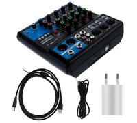 Hoement 1 Consola Mezcladora de Audio de Alto Rendimiento y Mezclador de Ktv 5 Canales Conexión USB sin Driver para Dj Profesionales en Transmisiones y Grabaciones