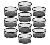 Hoement 10 Piezas Contenedor para Clips Redondos de Metal de Malla Negra Caja de Almacenamiento de Clips Organizador Apilable para Borradores para Hogar y Escuela Familias y Profesores
