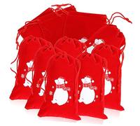 Hoement 10piezas Bolsas De De Cordón Para Navidad y Bodas Para Joyas Dulces y Souvenirs Diseño De Oso Bufanda Roja