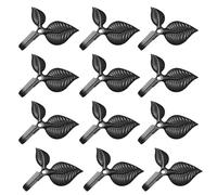 Hoement 12 Piezas Ganchos de Pared de Hierro Rústico Forma de Hoja, Resistentes al Óxido, Instalación Mural para Cocinas y Pasillos, Estilo Vintage y Retro Negro
