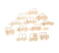 Hoement 13 Piezas Accesorios De La Del Mes Tarjetas De Hitos Signo De Tarjetas De Señal De De Tarjetas Mensuales De Hitos Del Coche Para Niños Emblemas Madera