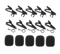 Hoement 18piezas Mini Juego De Micrófonos Con Cubiertas De Esponja Clips De Corbata y Clips De Alambre Metálicos Para Microfono Para Presentaciones y Grabaciones De Voz