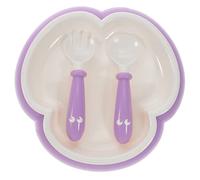 Hoement 1juego Cubiertos Para Bebés Ventosa Utensilios De Alimentación Antivuelco Tazón y Cucharas De Segura Para Aprendizaje De Niño Niña Entrenamiento De Comida Para Bebés