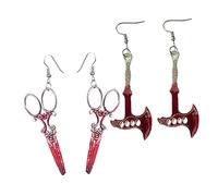 Hoement 2 Pares Pendientes Colgantes de Halloween para Mujeres de Pendientes de Tijeras con Diseño Joyas de Fiesta para Ocasiones Especiales Garantizada