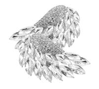 Hoement 2 piezas Clips para Zapatos de Tacón con Alas Desmontables y Pedrería de Cristal Accesorios de Aleación de Zinc Duraderos para Decoración DIY Sandalias y Zapatos Planos de Plata