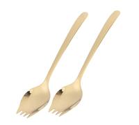 Hoement 2 piezas Cubiertos Acero Inoxidable Spork Multifunción para Ensalada Pasta y Fideos con Mango Aptos para Camping y Uso Cocina