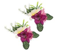 Hoement 2 Pinzas Pelo Flores de Orquídea Hawaiana en Eva y Poliéster, Ligeras y Elegantes para Peinados Diarios y Fiestas de Mujer