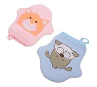 Hoement 2piezas Manoplas De Baño De Alta Absorción De Algodón Anilla Para Colgar Para Recién Nacidos y Viaje Estampados Vibrantes