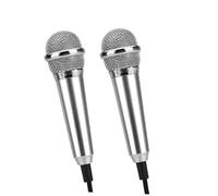 Hoement 2piezas Mini Micrófono De Karaoke para Teléfono y Pc Micrófono Compacto y Ligero para Cantar Compatible De Karaoke y Grabación De Voz Color Plateado Estilo Aleatorio