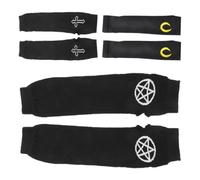 Hoement 3 Pares Guantes sin Dedos Estilo Ninja Japonés para Cosplay y Fotos | Tejido de Punto Elástico, Color Negro, para Antebrazos y Manos Orificio, Uso en Rol