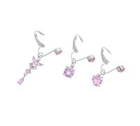 Hoement 3 Piezas Clip Belly Button Rings Butterfly Heart Circle Designs Skinfriendly Navel Jewelry For Women Casual Party Wear