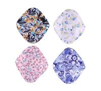 Hoement 4 piezas Almohadillas Sanitarias Reutilizables de Bambú con Activado Lavables y Hipoalergénicas para Cuidado Femenino Periodo Menstrual