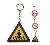 Hoement 4 Piezas Llavero Señal de Tráfico Metálico con Diseño Prohibido Pitar y Paso de Peatones para Llaves y Bolsos Colgante Decorativo Creativo para Adultos