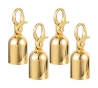 Hoement 4 Piezas Tope para Extremos de Cuerda de Acero Inoxidable Dorado Instalación Fácil y Protección contra Desgaste para Cuerdas de Terciopelo y Fibras Naturales en Barreras de Control
