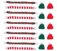 Hoement 48 Piezas Mini Knit Hats and Scarves Set Soft Yarn Mini Christmas Ornaments For Wine Bottles Snowman Doll Scarves and DIY Crafts