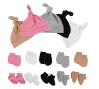 Hoement 5 Juegos Conjunto para Recién Nacido Meses Gorro Manoplas y Calcetines Suaves para Niña Material Delicado para Piel Sensible Calentador Portátil y Fácil de Lavar para Niñas