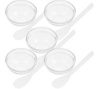Hoement 5 Juegos de Cuencos de Vidrio Pequeños para Mezclar Mascarillas Faciales, Recipientes Transparentes Cómodos para Hacer Mascarillas Caseras en Spa