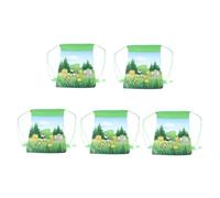 Hoement 5 Piezas Bolsas Cordón de Animales del Bosque Unidades No Tejida para Guardar Regalos Bolsas de Obsequio Impresas Cordón Impresas de Obsequio para Fiestas de Paquete