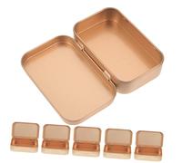 Hoement 6piezas Cajas De Almacenamiento Metálicas Tipo Pequeñas Cajas Rectangulares De Estaño Con Tapa Abatible Rosa Para Bodas y Organización De Objetos Pequeños