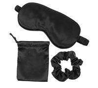 Hoement 9 Piezas Conjunto De Antifaz Para Dormir Almohada Para Los Ojos Dormir Con Bolsa Venda De Raso Bolsa Para De Dormir Diadema De Algodón Gomas Para El Pelo Titular Seda Black