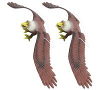 Hoement Adorno Colgante para Jardín 2 Piezas, Águila Plástica Marrón, Juguete Disuasorio para Protección contra Palomas en Espacios al Aire Libre, Decoración de Césped