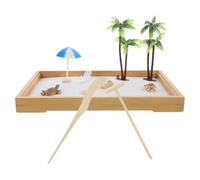 Hoement Bandeja de Arena para Jardín Zen Decoración de Paisaje Oceánico, Material de Resina y Bambú, Adecuado para Relajación Personal y Decoración de Escritorio