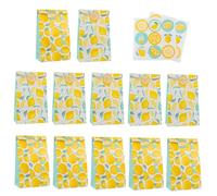 Hoement Bolsa de Papel para Dulces y Galletas Tamaño Mediano Diseño Limón 12 Unidades 2 Hojas de Etiquetas Adhesivas Ligera y Portátil para Fiestas y Cumpleaños