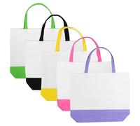 Hoement Bolsas de Lona para Comestibles 5 Piezas de Canvas Reutilizables | Diseño Compacto que Ahorra Espacio, Uso para Compras y Salidas Familiares, Surtido Multicolor