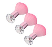 Hoement Brocha para Polvos de Rubor Grande y Esponjosa Punta Redonda, Material de Plástico y Nylon, Cobertura Amplia y Versátil para Uso en Casa y Viajes, Pack de 3 Piezas
