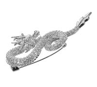 Hoement Broche de Dragón Pin de Dragón de Metal Estilo Chino Cobre Plata Diseño del Zodiaco para Banquete y Boda Broche de Joyería para Mujer