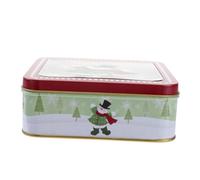 Hoement Caja de Dulces Navideña Cuadrada de Chapa con Película Transparente Resistente y Ligera para Almacenaje y Decoración Fiestas de Navidad