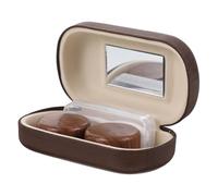 Hoement Caja para Lentes de Contacto Portátil con Sellado Hermético, Forro de Cuero y Anillo de Goma, Incluye Espejo y Clip para Uso en Viajes y Almacenamiento Seguro