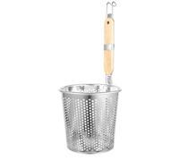 Hoement Colador y Cesta Profunda de Acero Inoxidable Mango de Madera y Gancho, Malla Fina para Escurrir Pasta y Verduras en Cocina