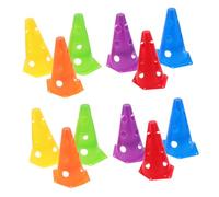 Hoement Cono Hexagonal Material PE Resistente a Deformaciones 12 Piezas de Entrenamiento para Fútbol de 23cm con Orificios Integrados para Cuerda Rápida en Césped Exterior Color Aleatorio
