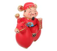 Hoement Estatua de CAI Shen en Resina Roja Diseño de Caballo para Decoración Versátil en Oficina y Ambientes Festivos, Símbolo de Bendiciones y Riqueza en Año del Caballo